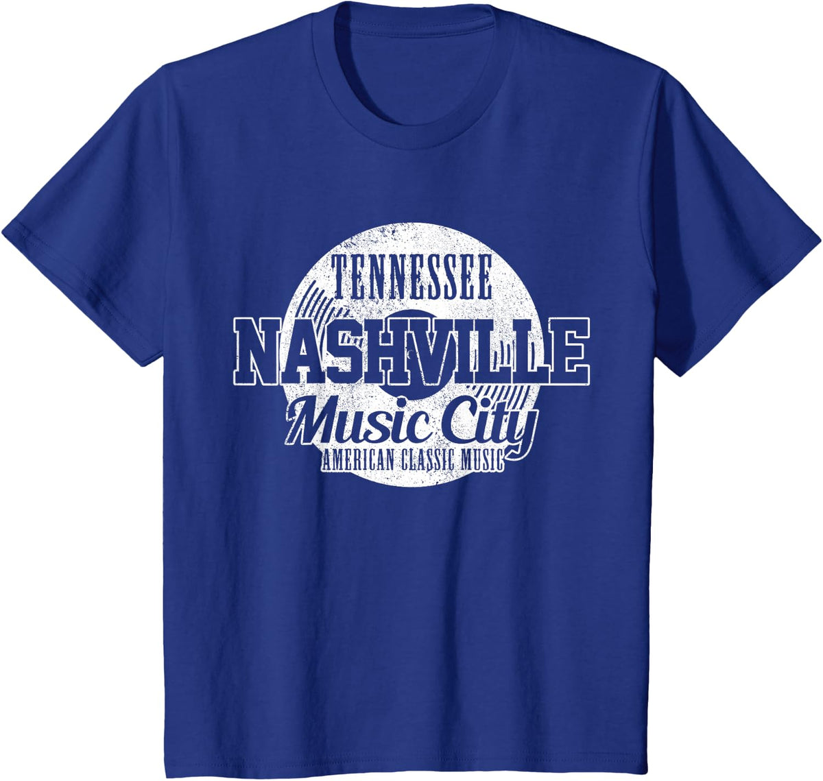 Nashville T-Shirt Tennessee Country Music City Vinyl Shirt T-Shirt - Royal Blue