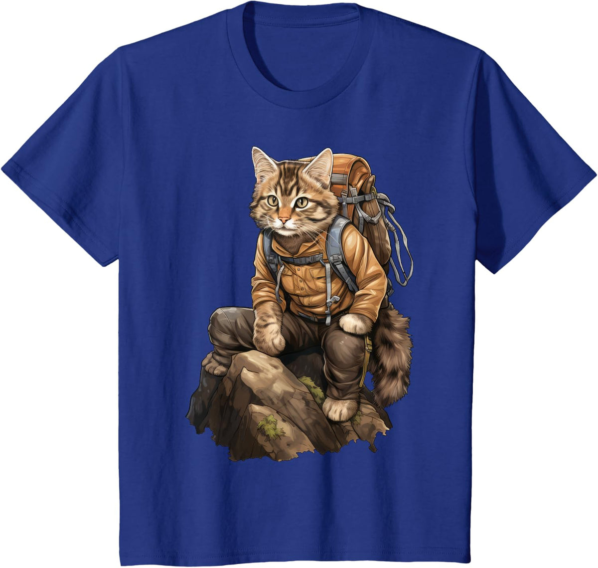 Cat Hiking / Mountaineering Cat T-Shirt - Royal Blue