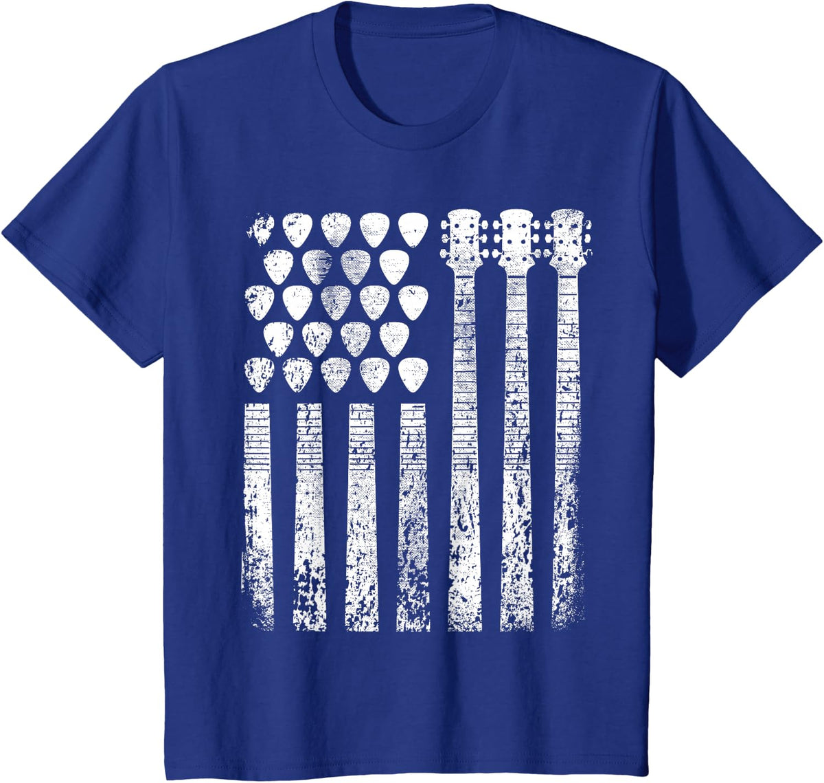 USA Guitar American Guitarist American Flag Guitar T-Shirt - Royal Blue