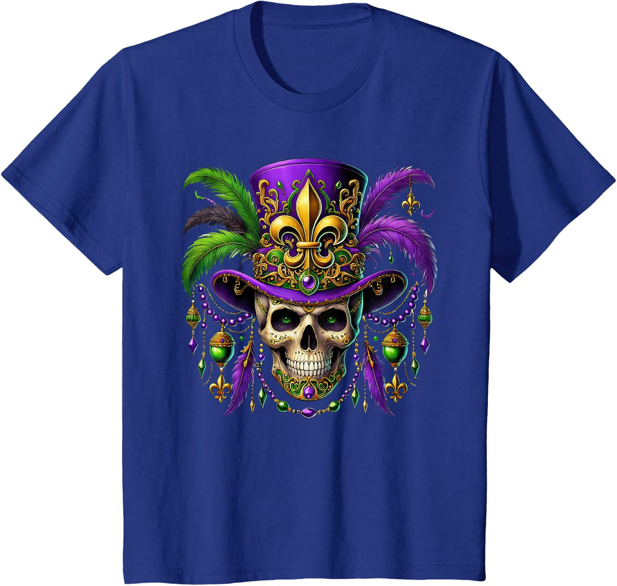 Mardi Gras Costume Sugar Skull Carnival Halloween Witch Men T-Shirt - Royal Blue