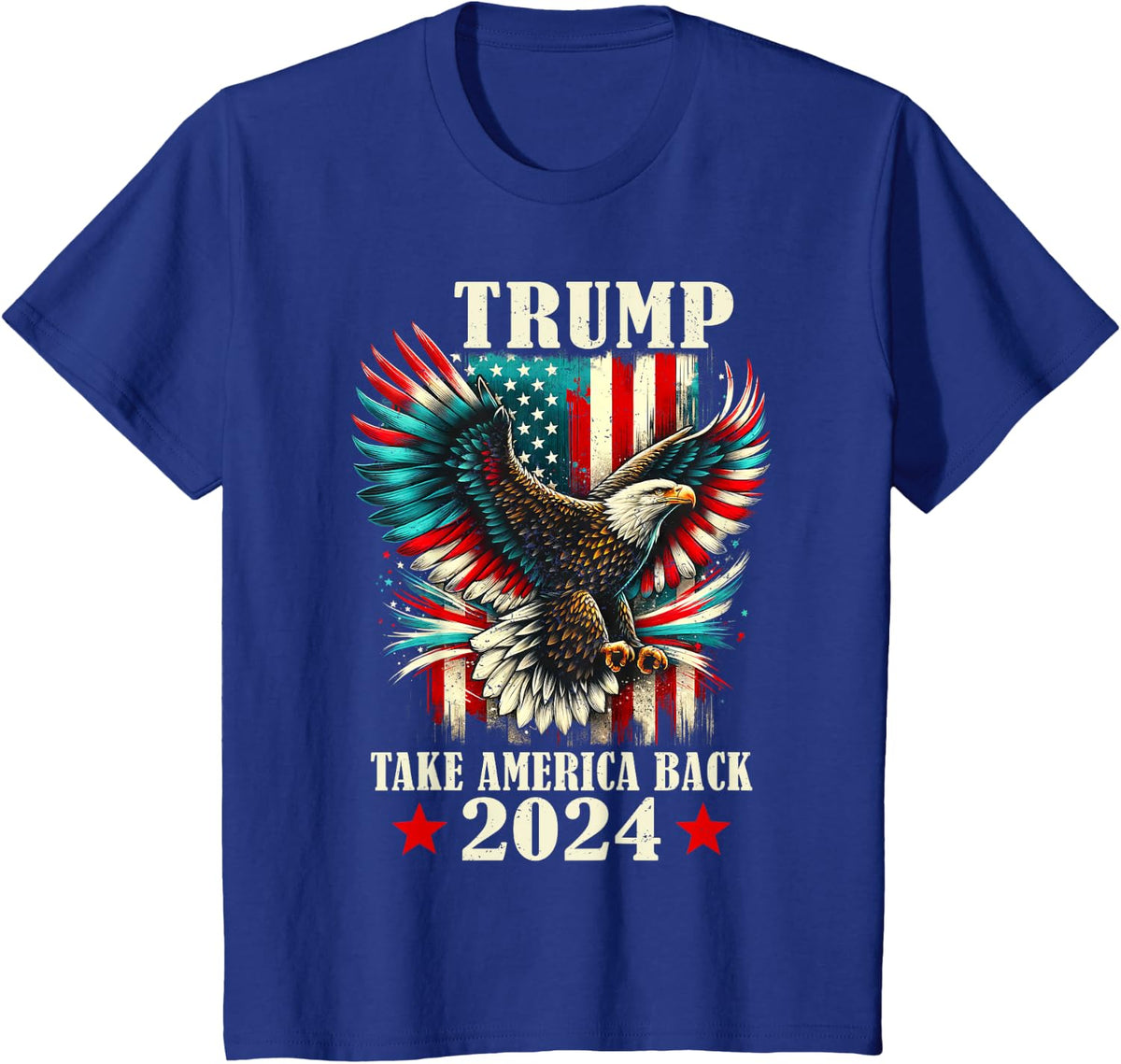 Patriotic Eagle USA Flag Trump 2024 Take America Back T-Shirt - Royal Blue