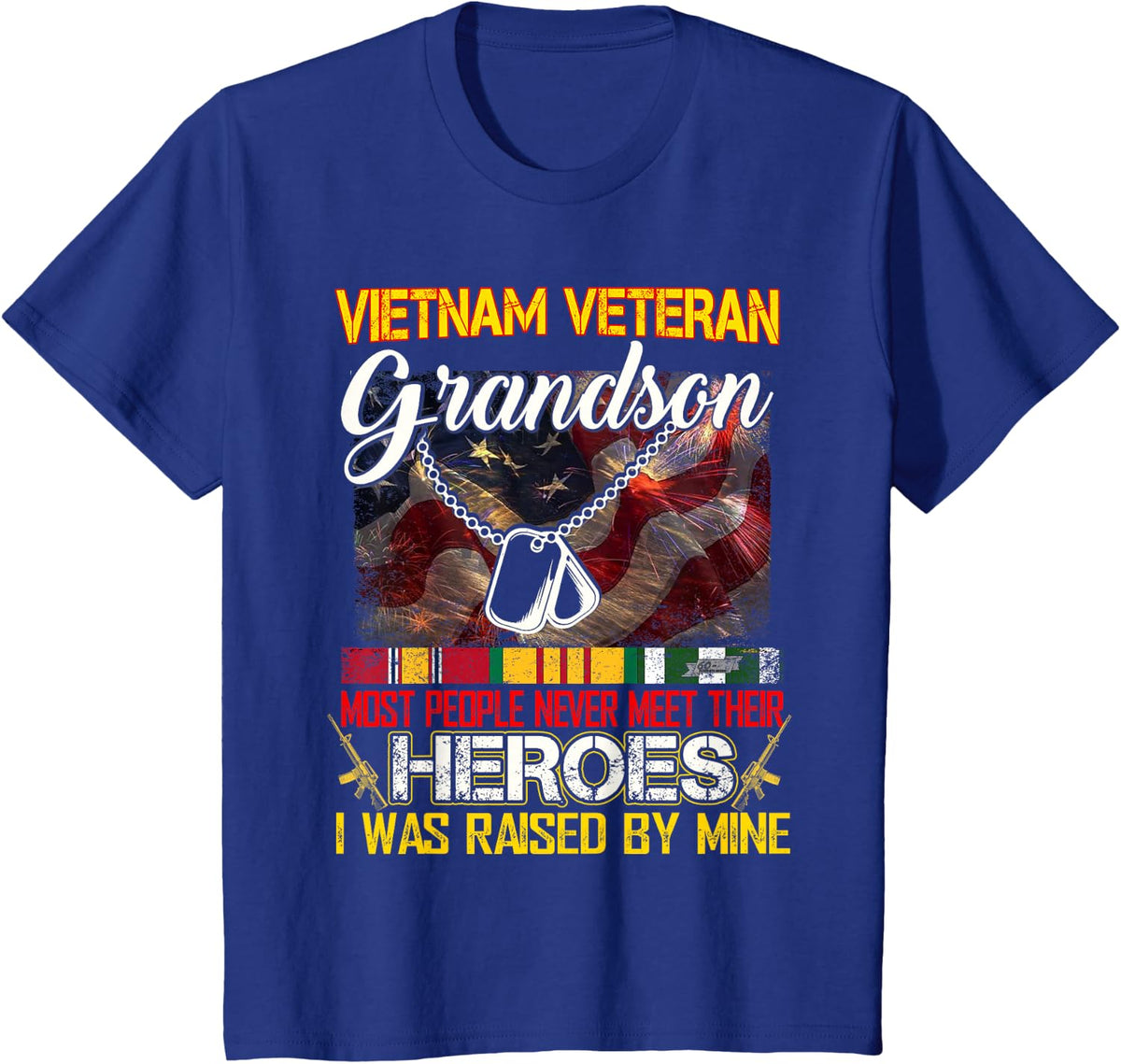 Proud Grandson Of A Vietnam Veteran My Grandpa Is A Hero T-Shirt - Royal Blue