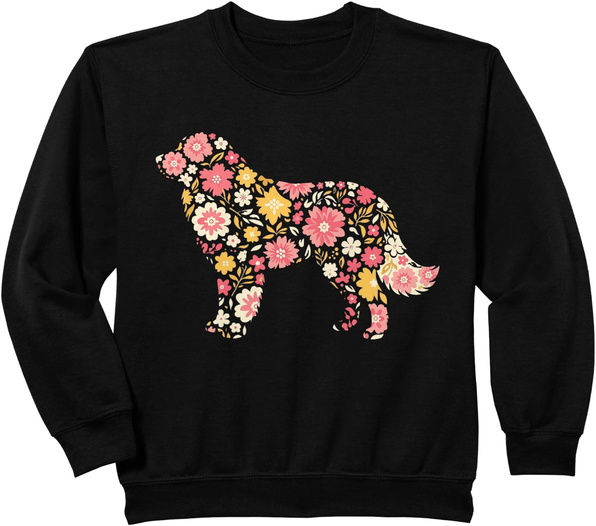 Great Pyrenees Floral Sweatshirt - Black