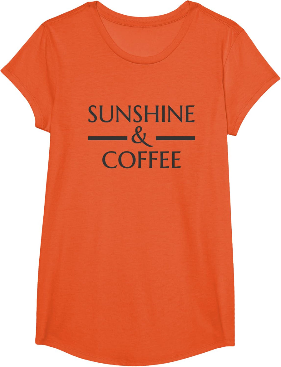 Sunshine and Coffee sthirt Graphic Gift Men Youth Women T-Shirt - Girls Orange
