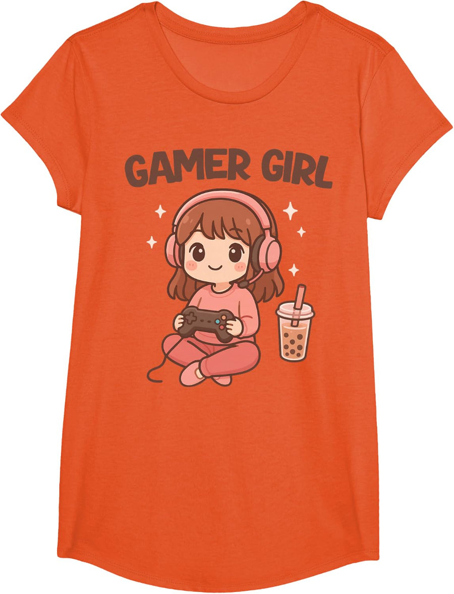 Gamer Girl T-Shirt - Girls Orange