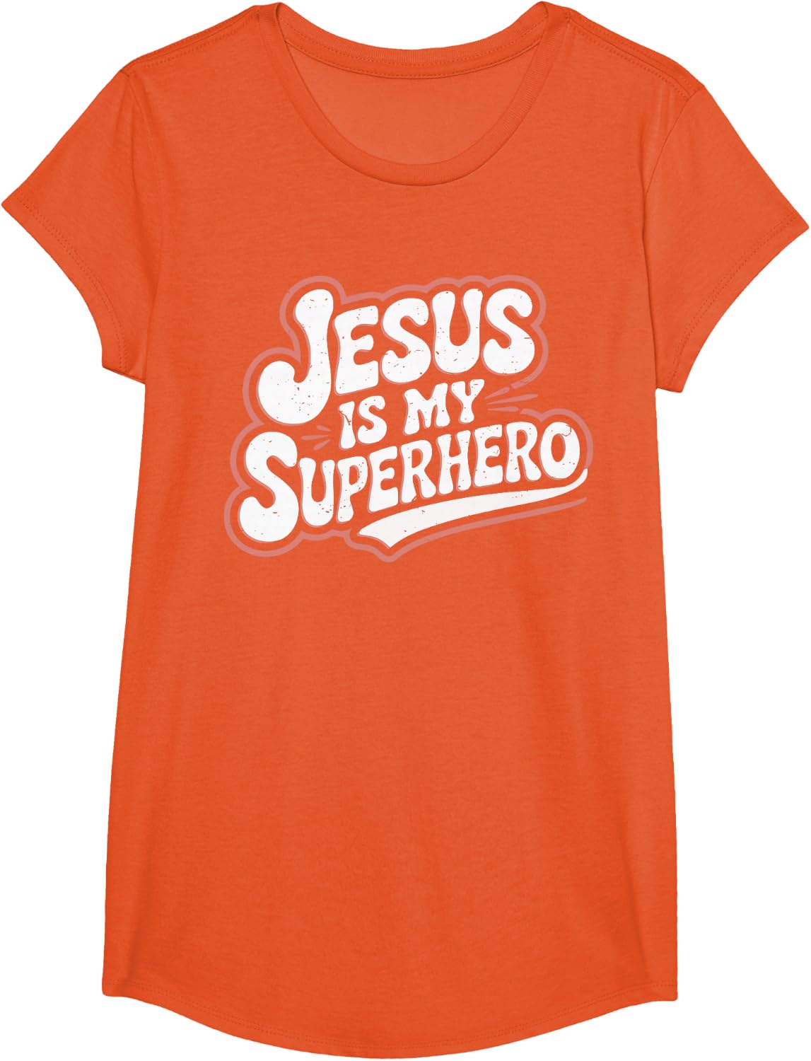 Girls Jesus is My Superhero Christian Toddler Sister God Mom T-Shirt - Girls Orange