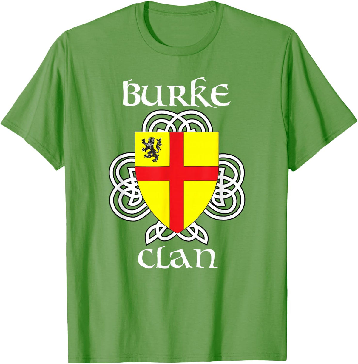 Burke Family Crest Coat of Arms T Shirt T-Shirt - Grass Green
