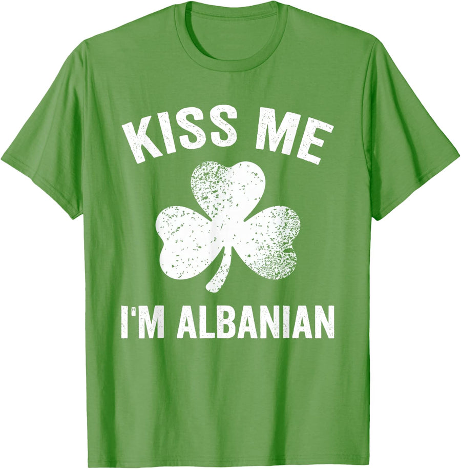 Kiss Me I'm Albanian St. Patrick's Day Funny Albania T-Shirt - Grass Green