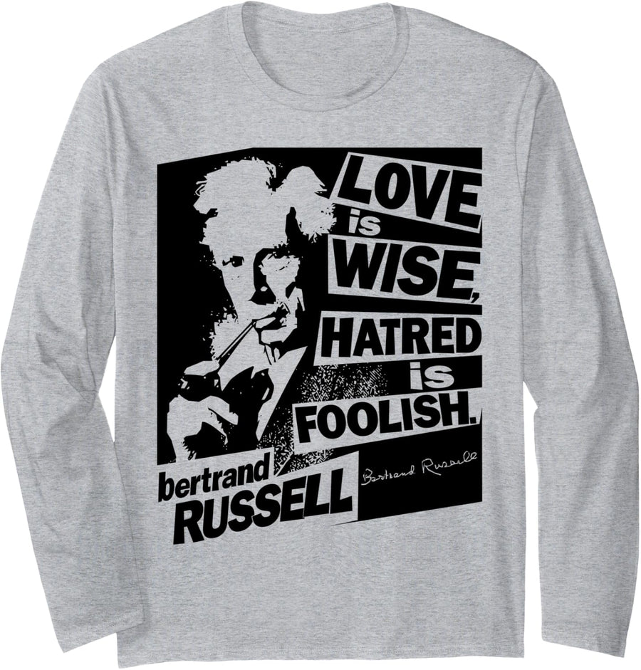 Bertrand Russell | Love is Wise Long Sleeve T-Shirt - Adult Unisex Heather Grey
