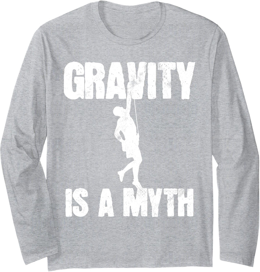 Rock Climbing Bouldering Climber Long Sleeve T-Shirt - Adult Unisex Heather Grey