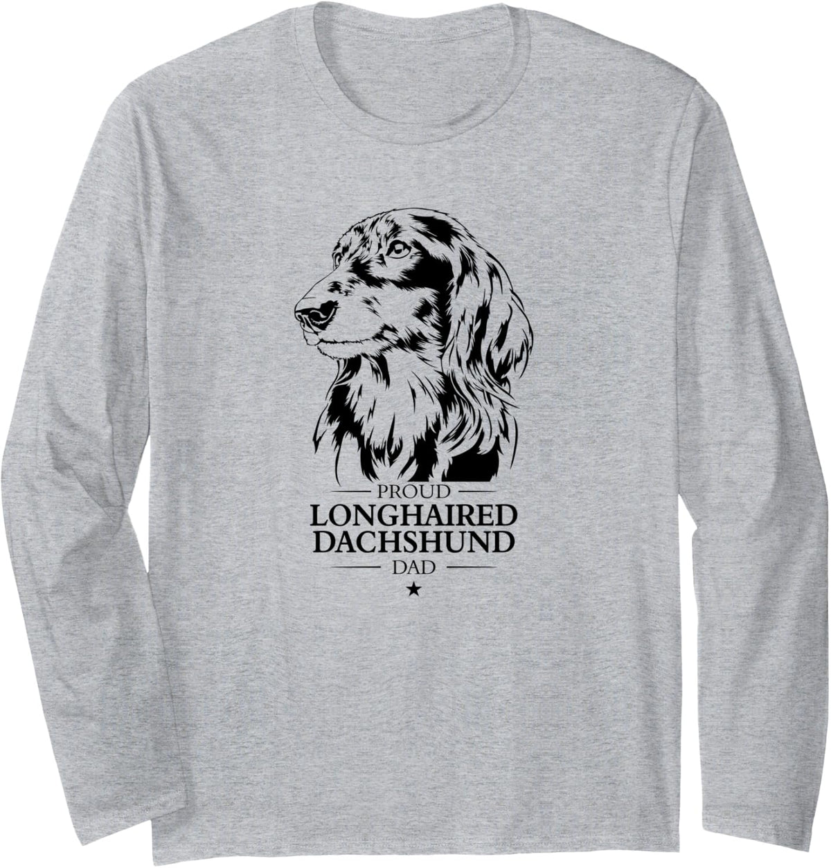 Proud Longhaired Dachshund dad dog dad Doxie dog Long Sleeve T-Shirt - Adult Unisex Heather Grey
