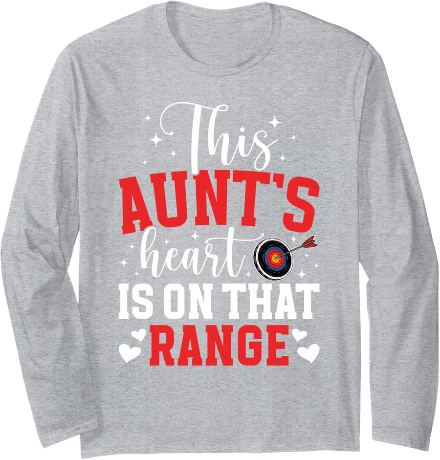 Proud Archery Aunt of an Archer Aunt Archery Auntie Long Sleeve T-Shirt - Adult Unisex Heather Grey