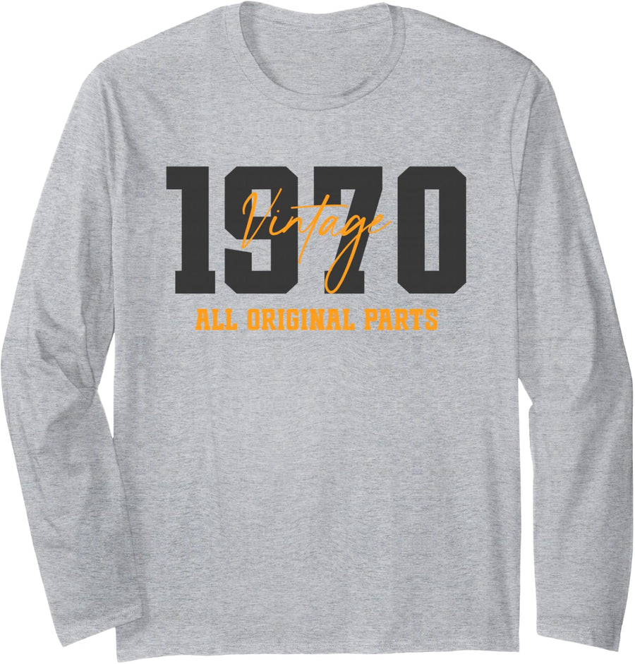 Vintage 1970 56yr Bday Decorations Men 1970 56th Birthday Long Sleeve T-Shirt - Adult Unisex Heather Grey
