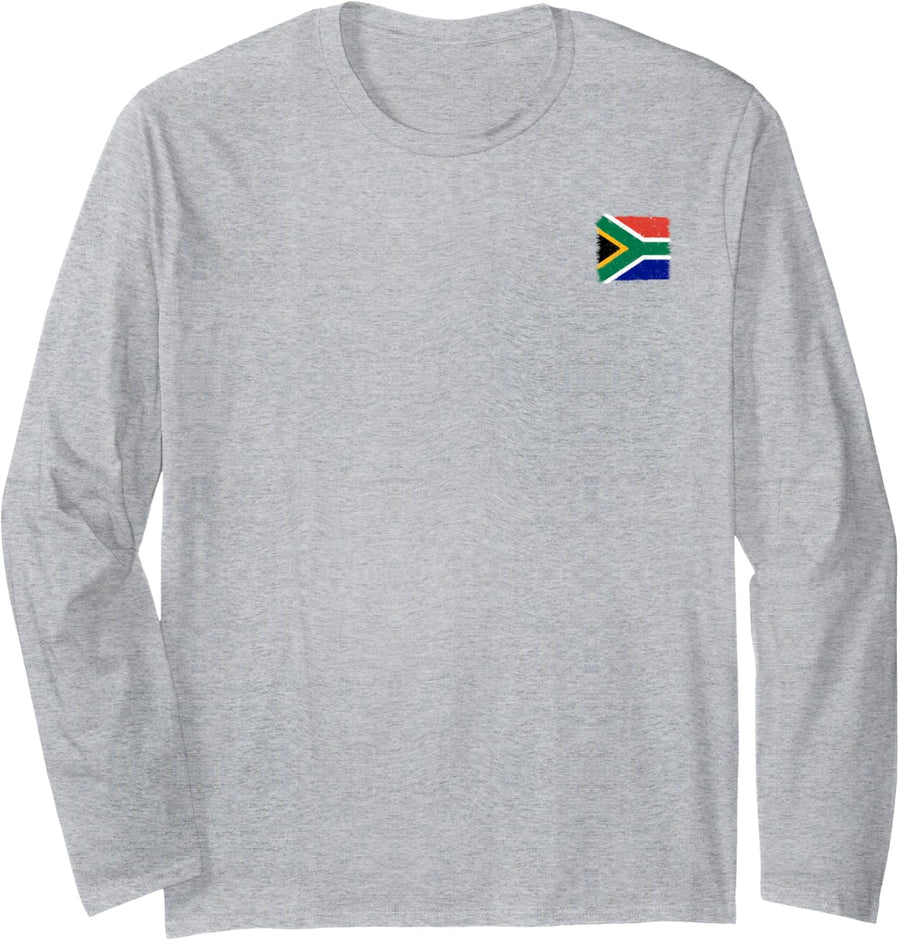 Small Cool South Africa Flag Proud South African Rugby Fans Long Sleeve T-Shirt - Adult Unisex Heather Grey