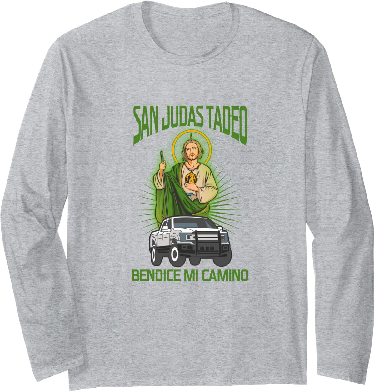 San Judas Tadeo Bendice Mi Camino Long Sleeve T-Shirt - Adult Unisex Heather Grey