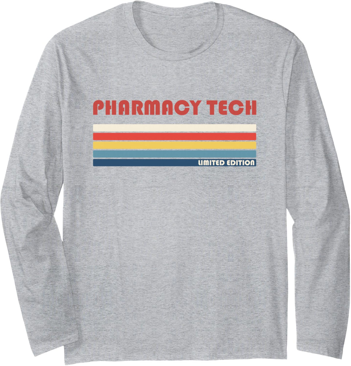 Pharmacy Tech Healthcare Medicalretro Vintage Long Sleeve T-Shirt - Adult Unisex Heather Grey