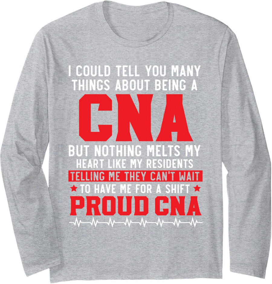 Certified Nursing Assistant Medical Worker CNA Long Sleeve T-Shirt - Adult Unisex Heather Grey