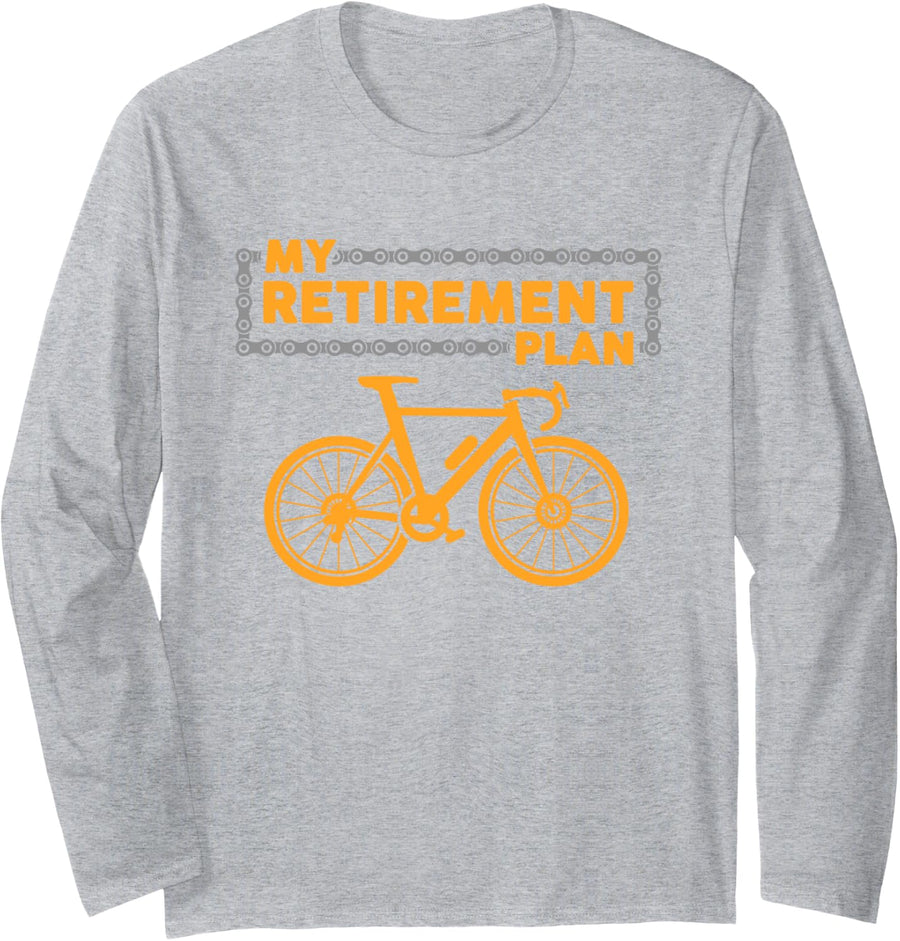 Funny Retired Bike Rider Bicycle Cyclist Gift For Men Women Long Sleeve T-Shirt - Adult Unisex Heather Grey