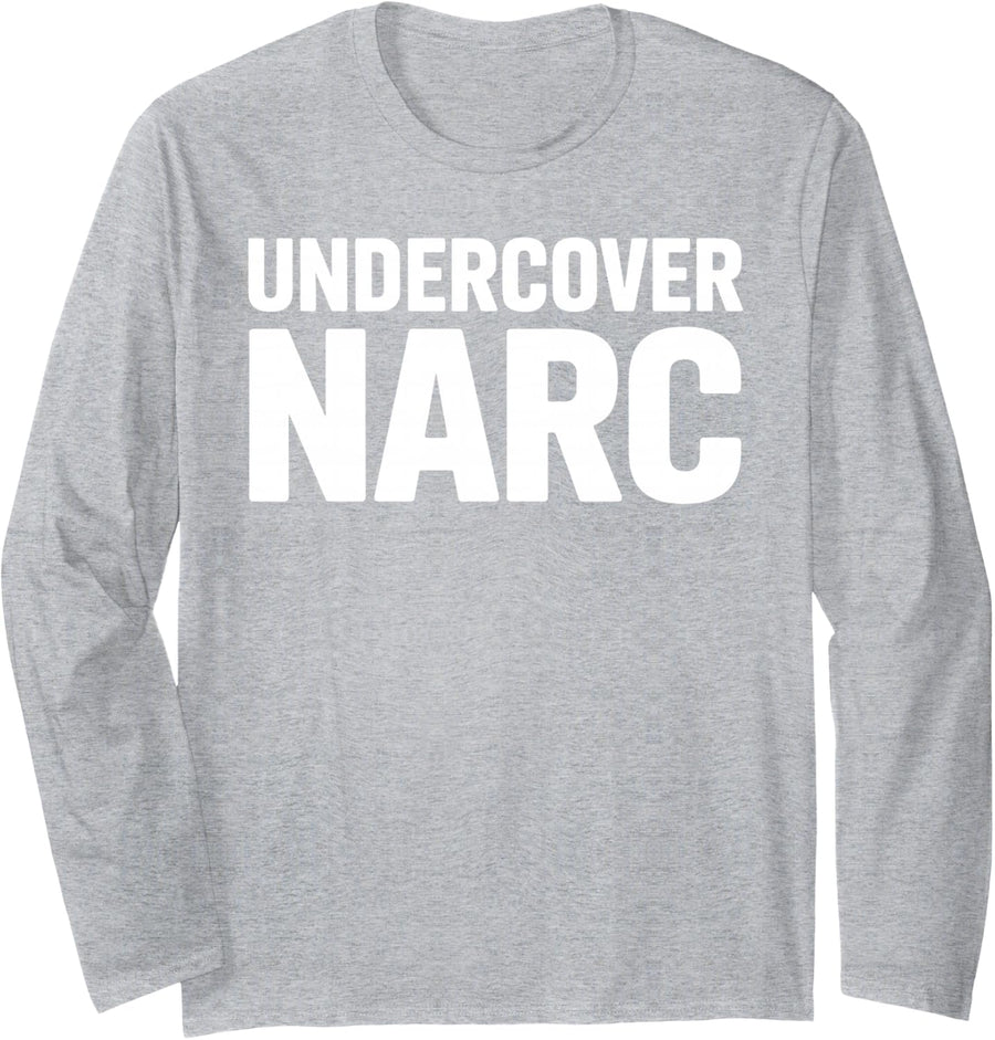Funny Undercover Art for Men Women Undercover Police Cop Long Sleeve T-Shirt - Adult Unisex Heather Grey