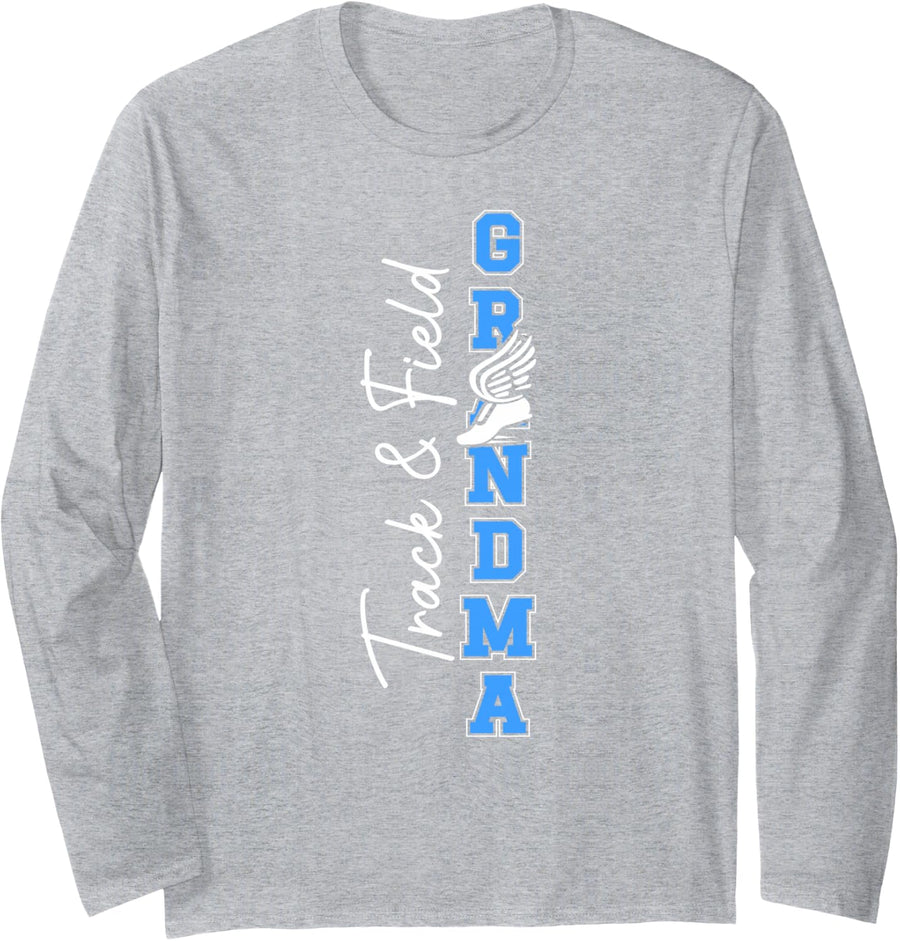 Track and Field Grandma of A Track and Field Athlete Grandma Long Sleeve T-Shirt - Adult Unisex Heather Grey