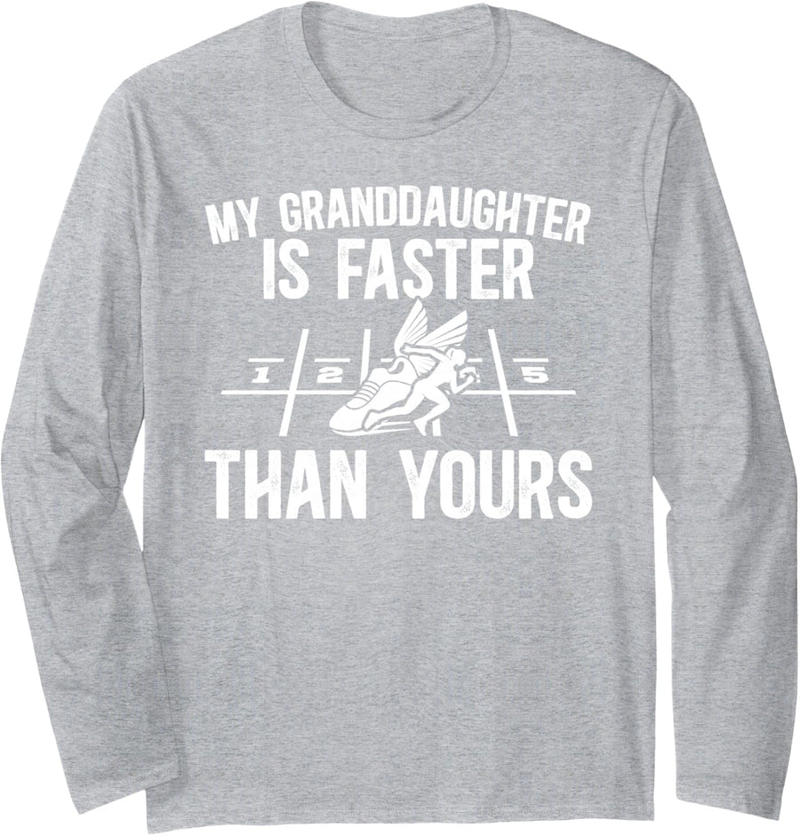 Proud Track Grandpa of A Track and Field Athlete Grandpa Long Sleeve T-Shirt - Adult Unisex Heather Grey
