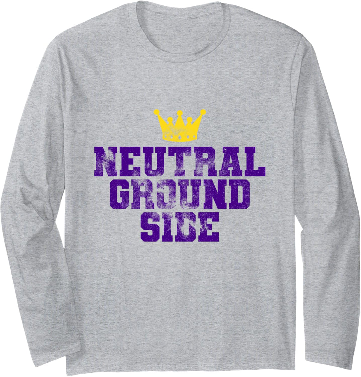 Neutral Ground Side Mardi Gras Funny Festival Parade Costume Long Sleeve T-Shirt - Adult Unisex Heather Grey