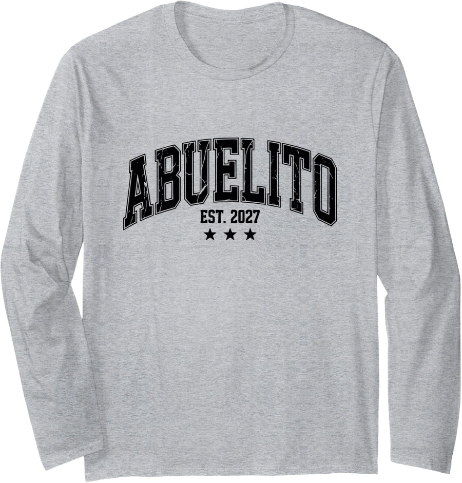 Abuelito Est 2027 Estrellas Granddad Latino Nieta Long Sleeve T-Shirt - Adult Unisex Heather Grey