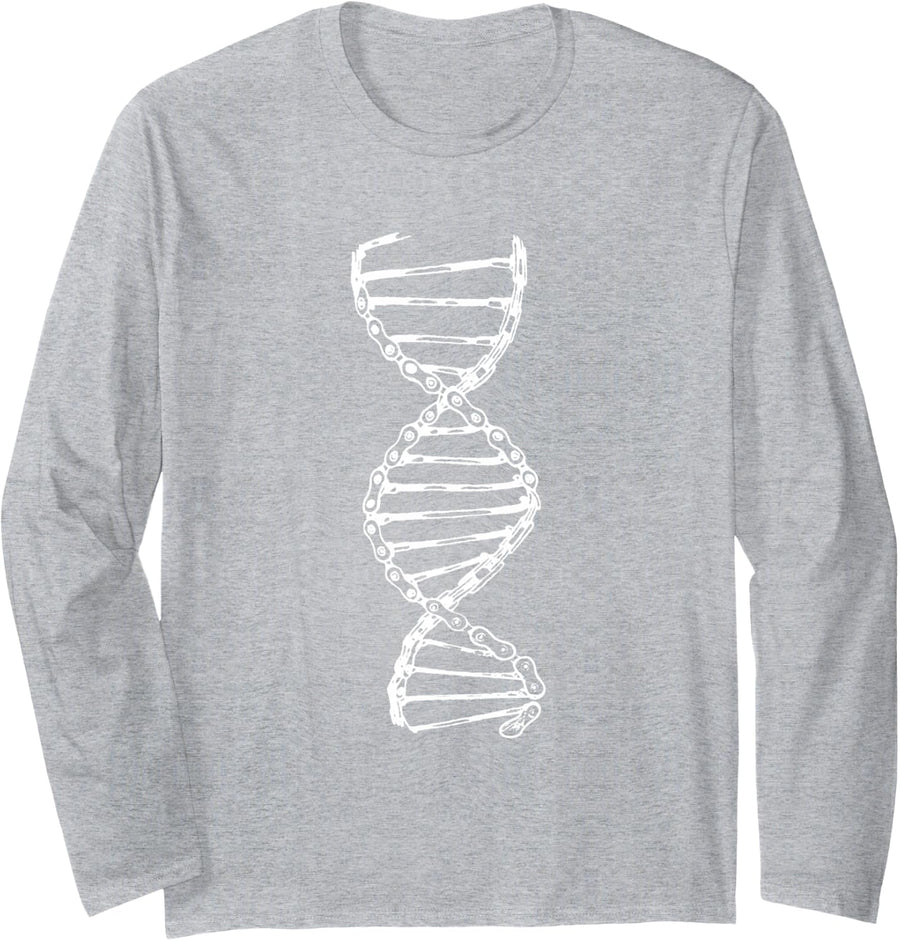 Cycling DNA Cyclist or Bicycle Racer Long Sleeve T-Shirt - Adult Unisex Heather Grey
