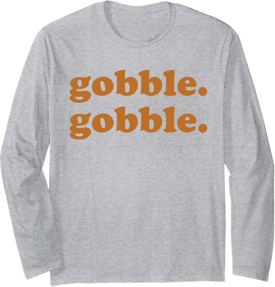 Thanksgiving Gobble Gobble Turkey Trot Funny Long Sleeve T-Shirt - Adult Unisex Heather Grey