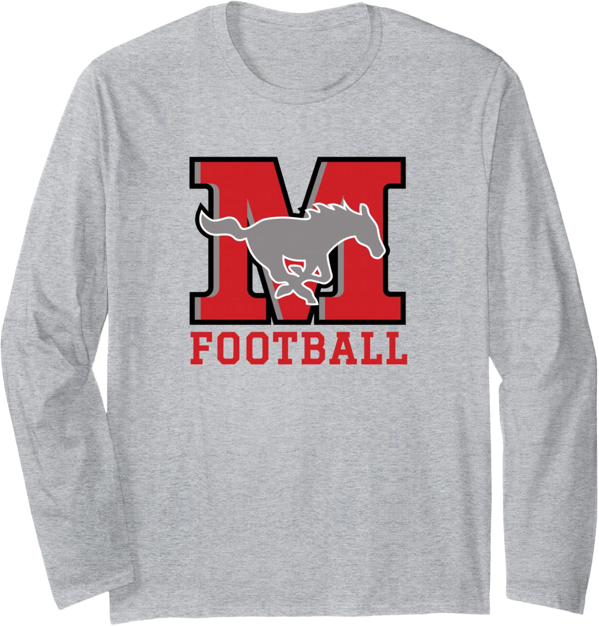 Memorial TX Logo Football Long Sleeve T-Shirt - Adult Unisex Heather Grey