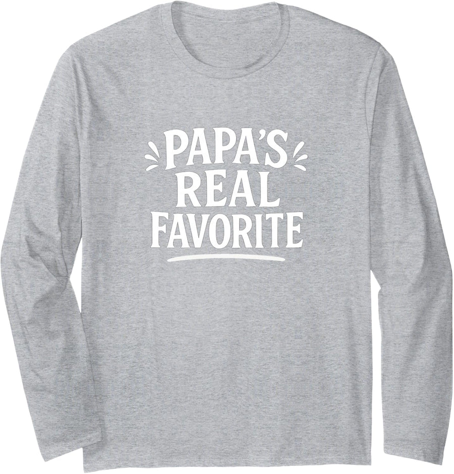 Papa's Real Favorite - Long Sleeve T-Shirt - Adult Unisex Heather Grey