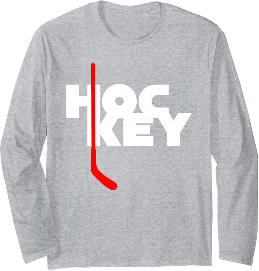 Hockey Long Sleeve T-Shirt - Adult Unisex Heather Grey