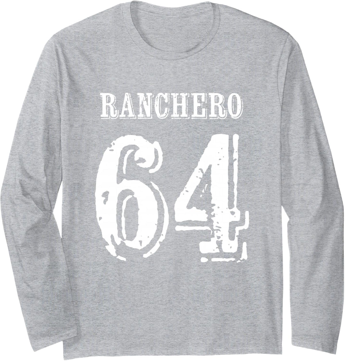 Jersey Style Ranchero 64 Spanish Rancher Cowboy Long Sleeve T-Shirt - Adult Unisex Heather Grey