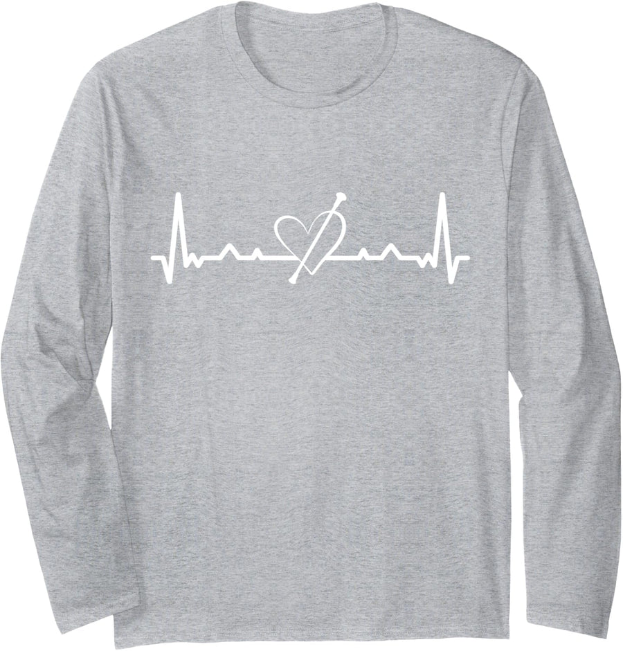 Baton Twirlers Baton Squad Heartbeat Long Sleeve T-Shirt - Adult Unisex Heather Grey