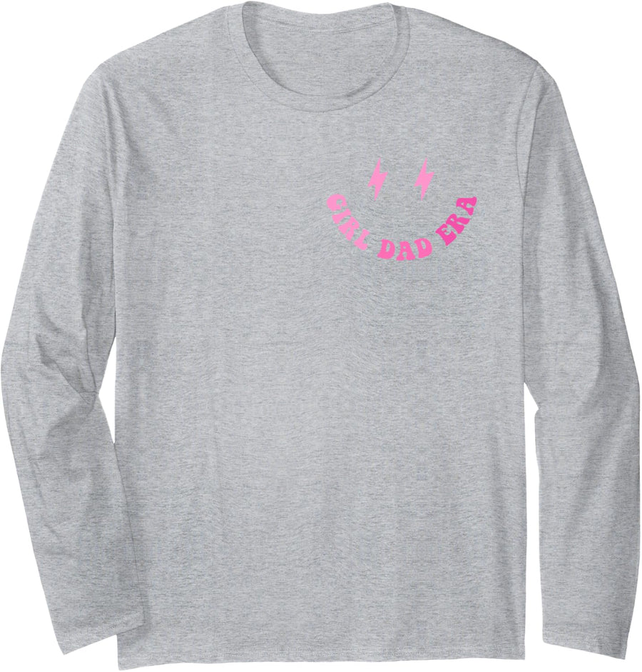 Funny In My Dad Girl Era Tee Fathers Day 2 Sided Long Sleeve T-Shirt - Adult Unisex Heather Grey