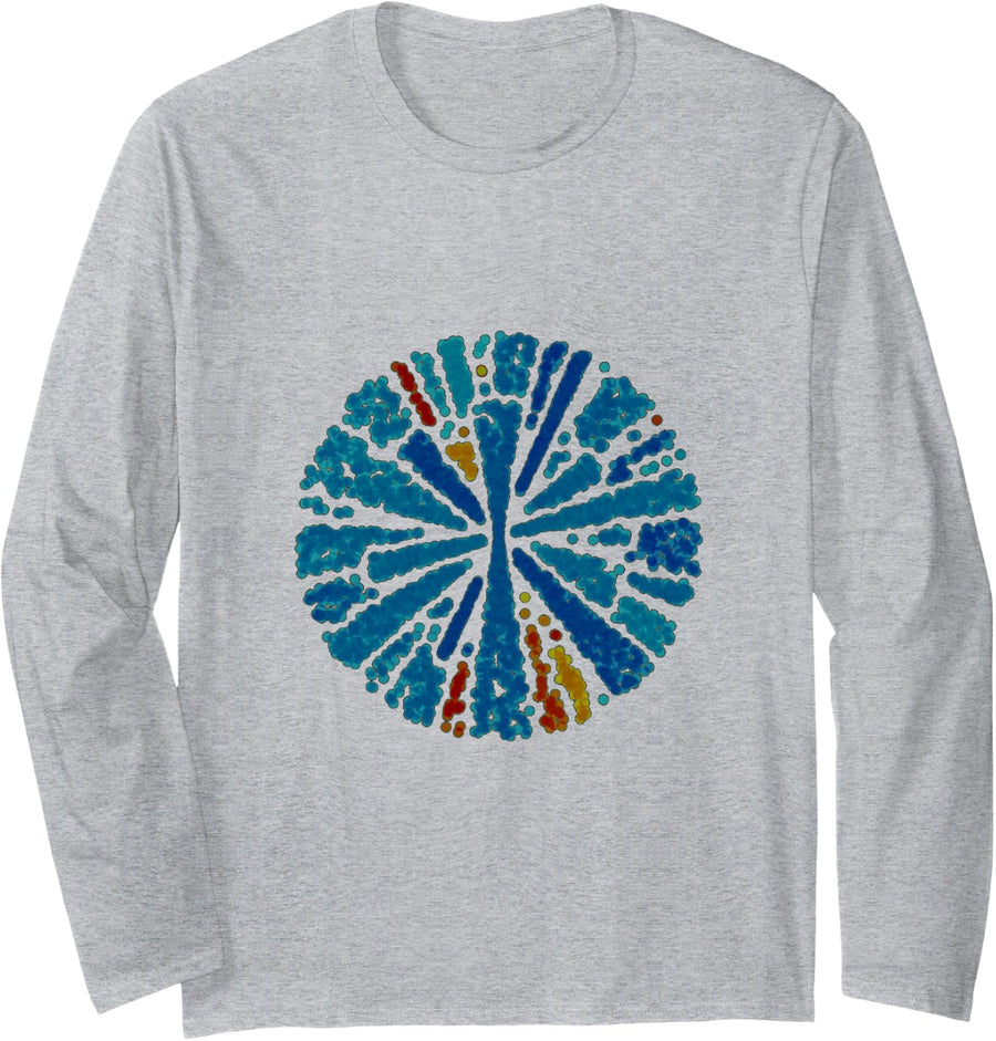 Colorful Circular Stained Glass Window Design Long Sleeve T-Shirt - Adult Unisex Heather Grey