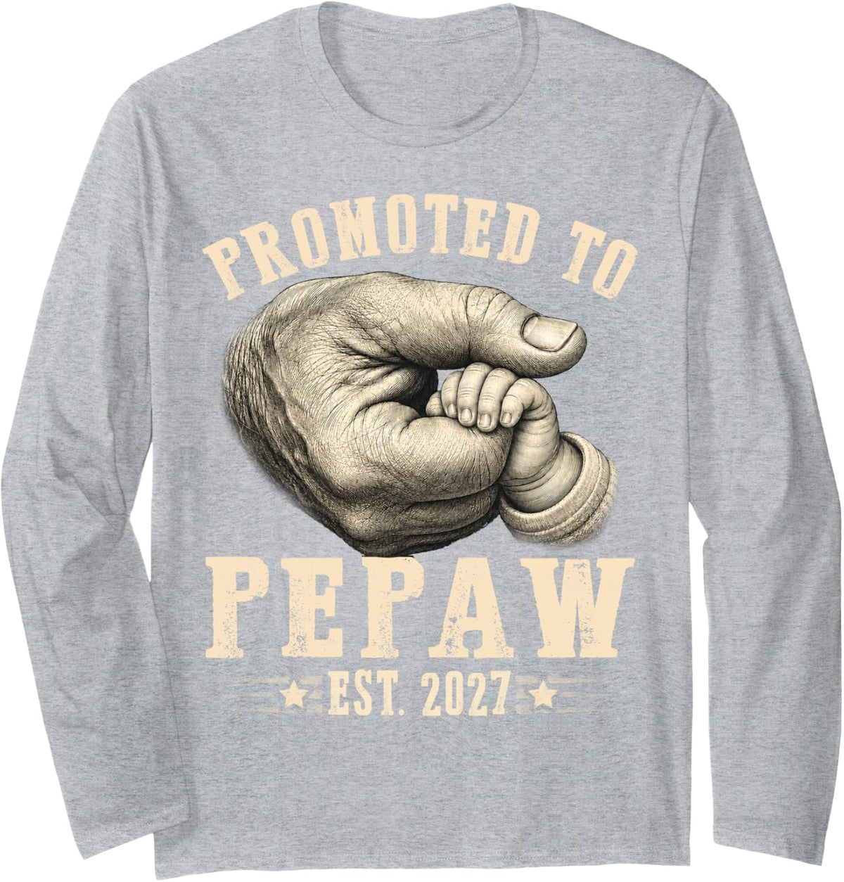 Promoted to Pepaw est.2027 Father's Day First time Papa Long Sleeve T-Shirt - Adult Unisex Heather Grey