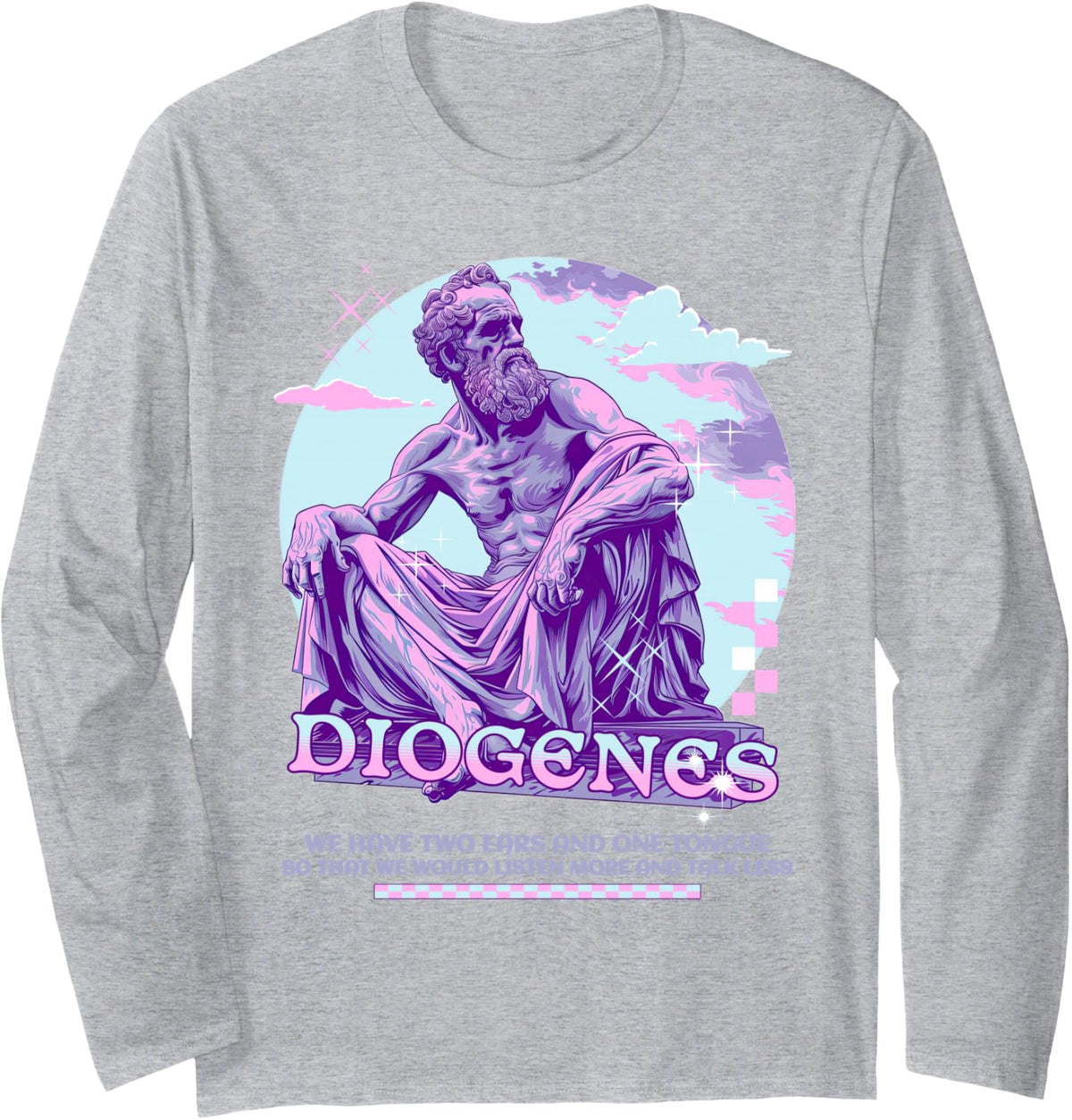 Diogenes Y2K Pastel Aesthetic Stoic Quote Funny Stoicism Long Sleeve T-Shirt - Adult Unisex Heather Grey