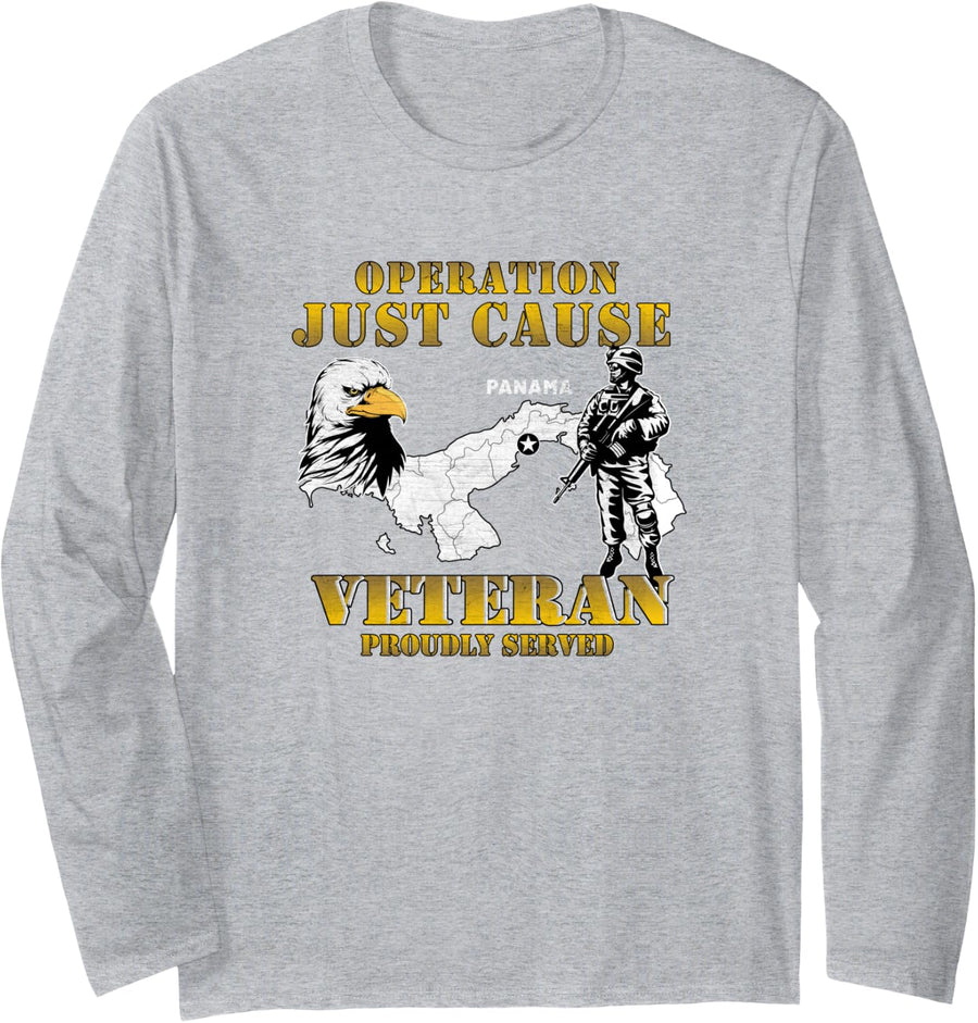 Operation Just Cause Panama Veteran Vintage Gifts Long Sleeve T-Shirt - Adult Unisex Heather Grey