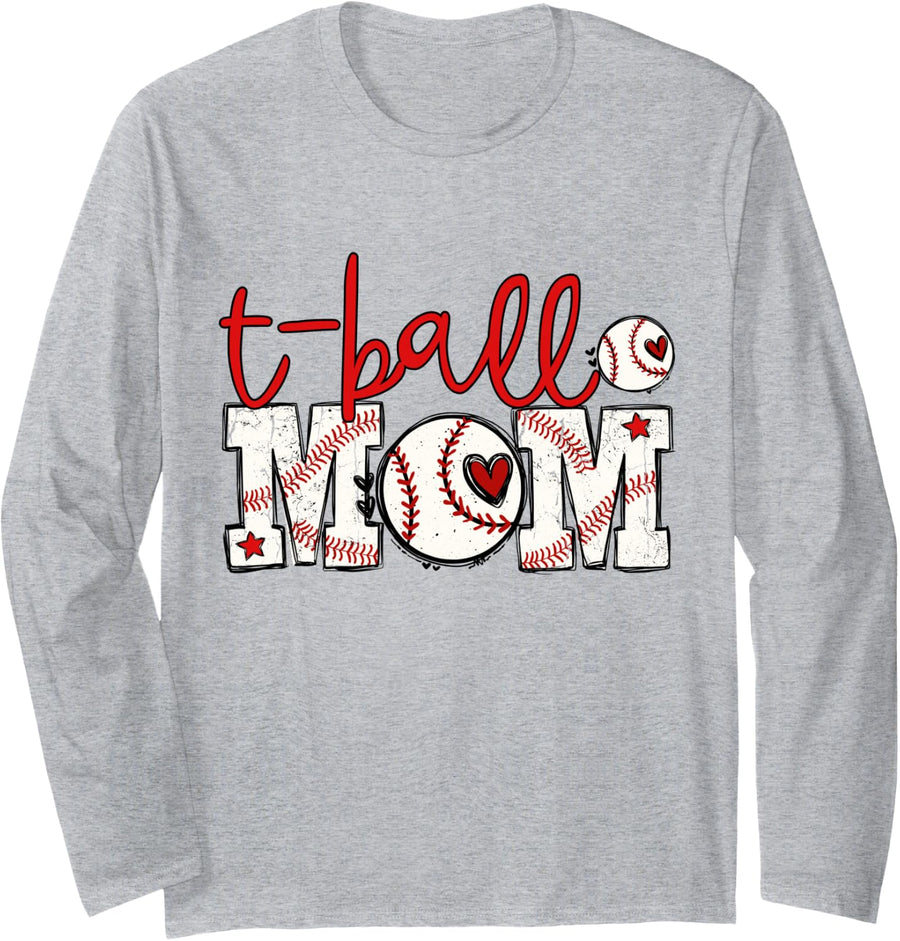 T-Ball Mama Baseball - Tball Mom Women Long Sleeve T-Shirt - Adult Unisex Heather Grey