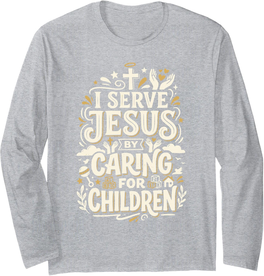 Christian Nanny Jesus Christ Babysitter Babysitting Long Sleeve T-Shirt - Adult Unisex Heather Grey