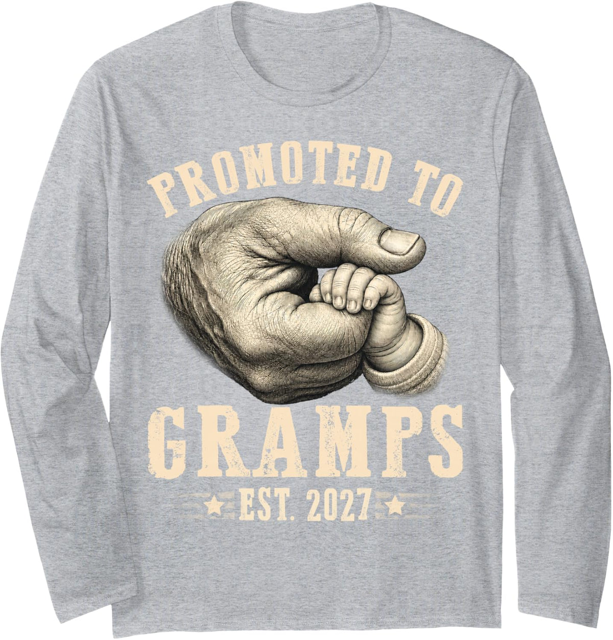 Promoted to Gramps est.2027 Father's Day First time Papa Long Sleeve T-Shirt - Adult Unisex Heather Grey