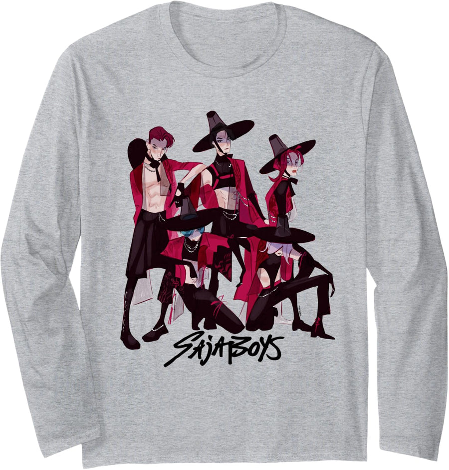 Kpop Demon Hunters Saja Boys Demons Officially Licensed Long Sleeve T-Shirt - Adult Unisex Heather Grey