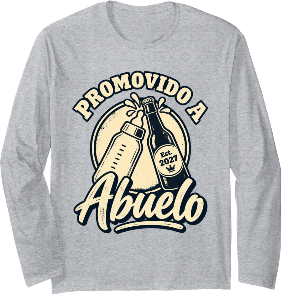 Abuelo Cargando Promovido A Abuelo 2027 Long Sleeve T-Shirt - Adult Unisex Heather Grey