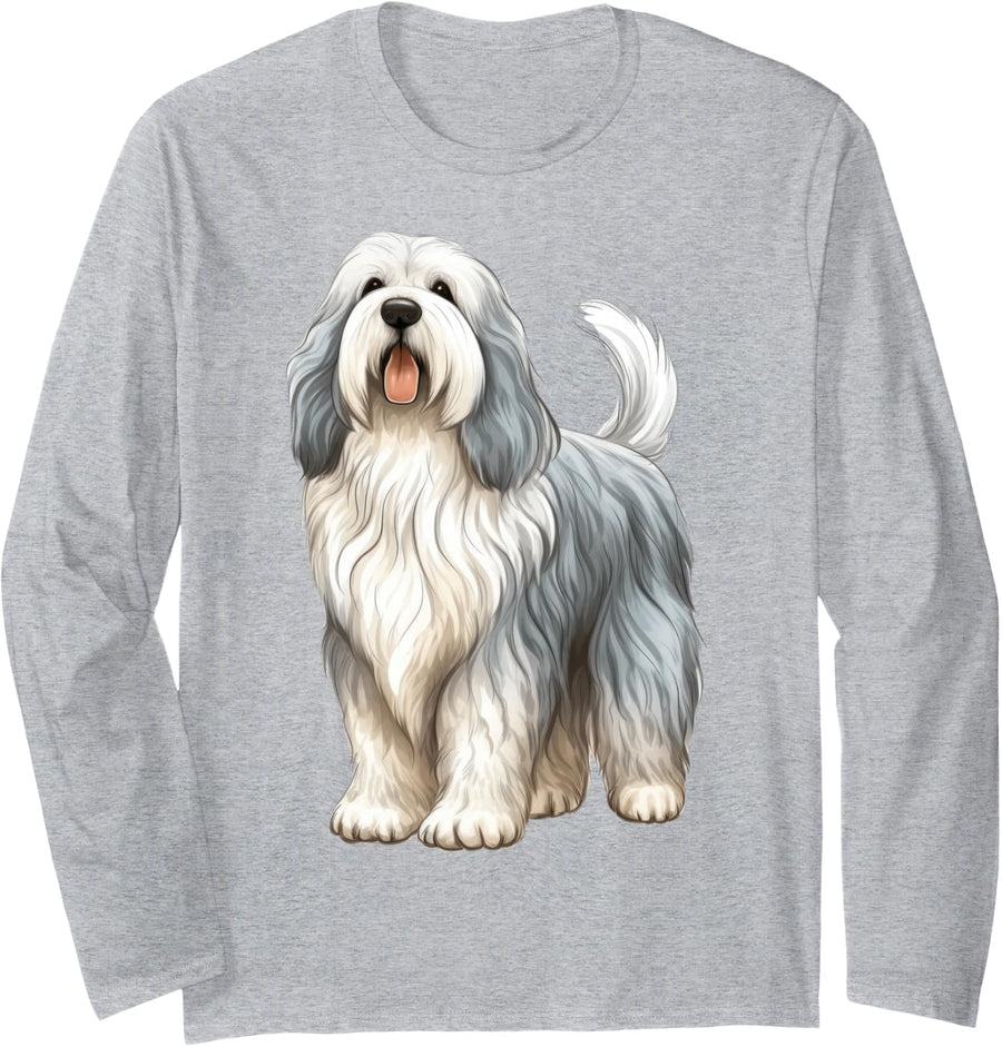 Polish Lowland Sheepdog Dog Mom Dad Puppy Breeder Memorial Long Sleeve T-Shirt - Adult Unisex Heather Grey