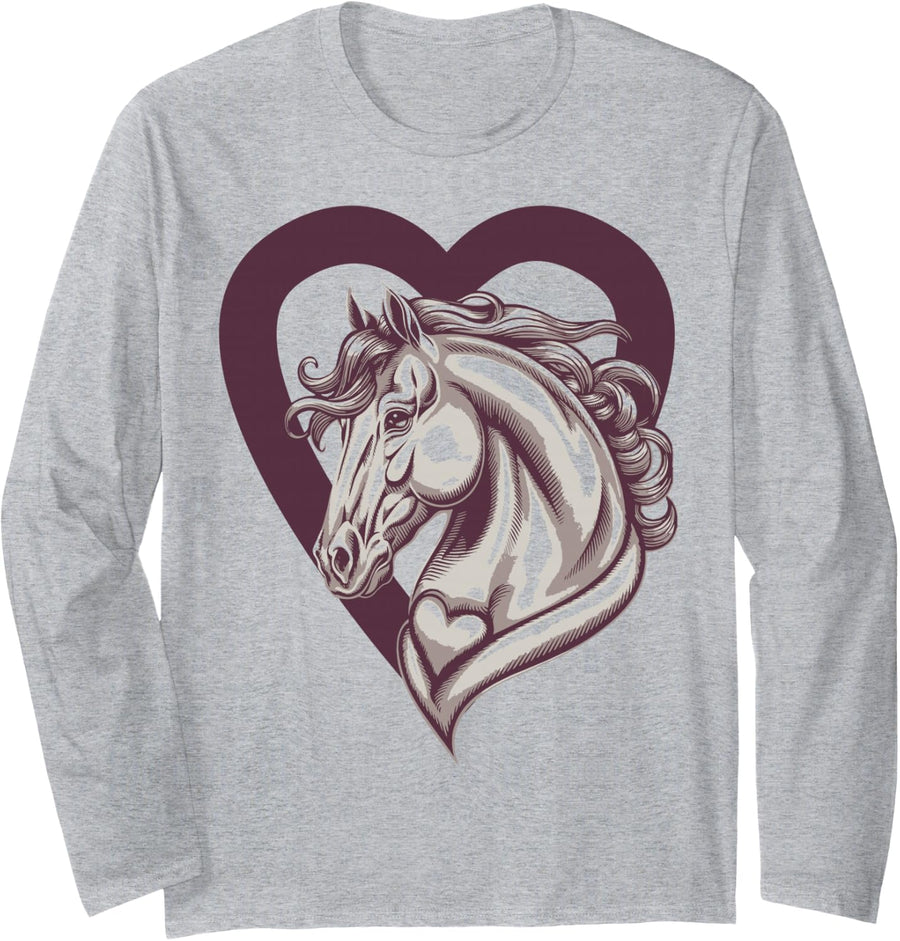 Equestrian Long Sleeve T-Shirt - Adult Unisex Heather Grey