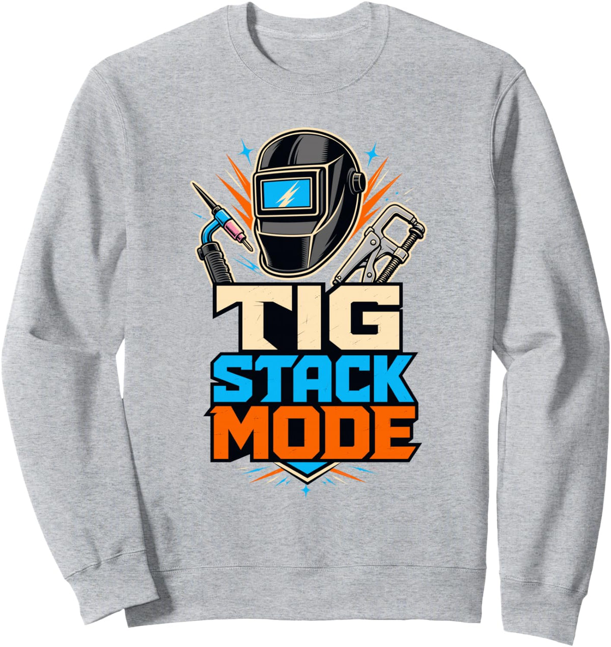 TIG Stack Mode Welder Work Sweatshirt - Adult Unisex Heather Grey