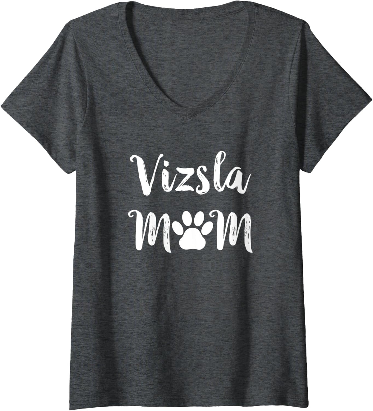 Womens Vizsla Mom Dog Mom Vizsla Dog V-Neck T-Shirt - Dark Heather Grey