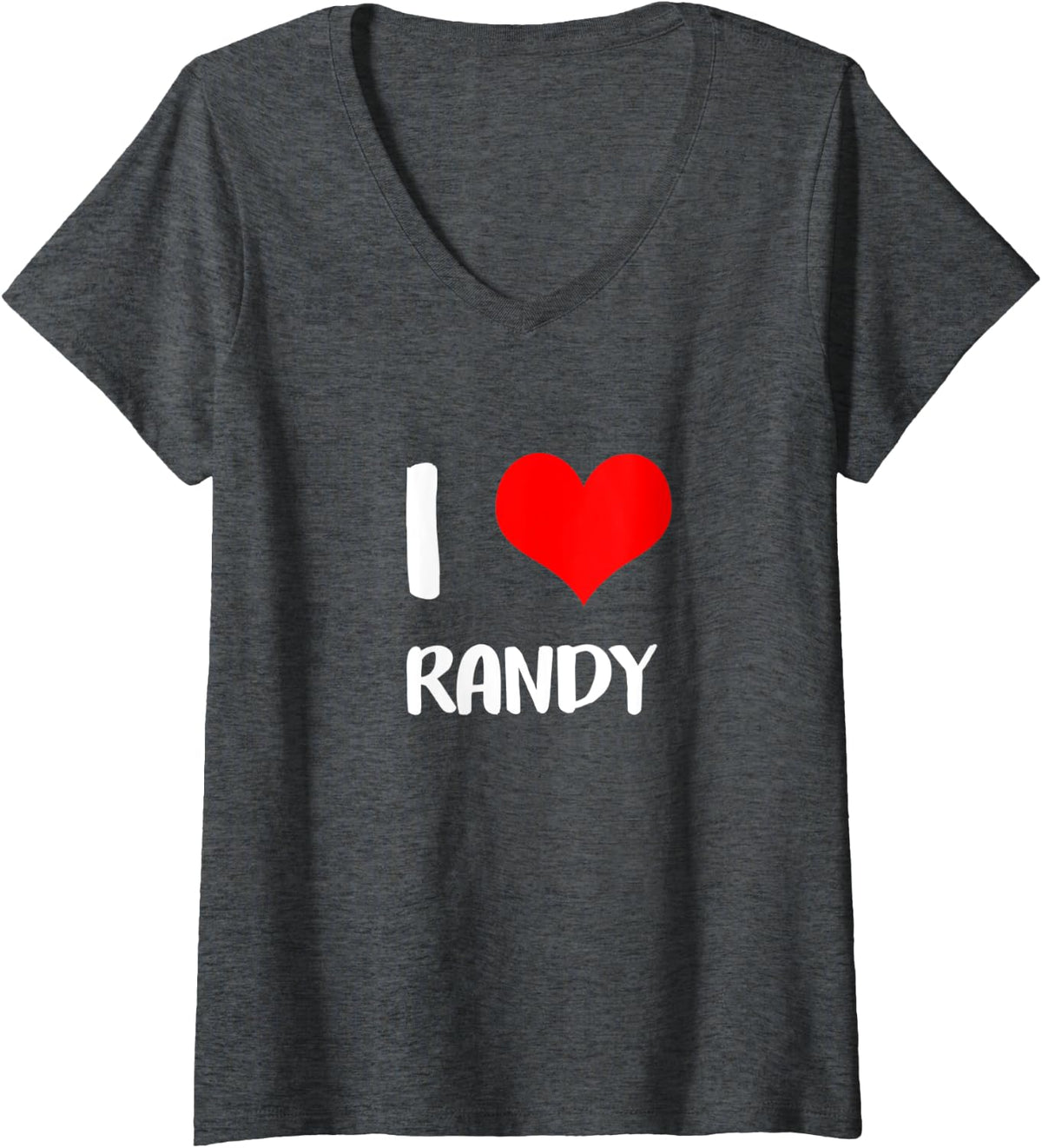 Womens I love RANDY my valentine sorry ladies guys heart belongs V-Neck T-Shirt - Dark Heather Grey