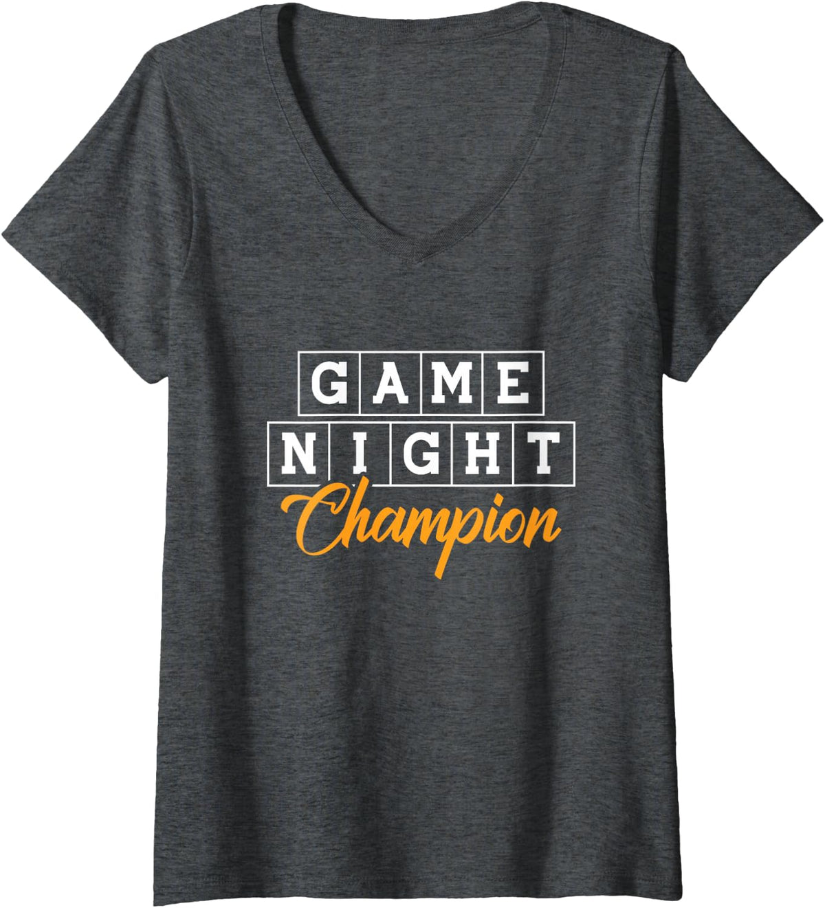 Women's Game Night Champion Board Games Tabletop Board Gaming V-Neck T-Shirt - Dark Heather Grey